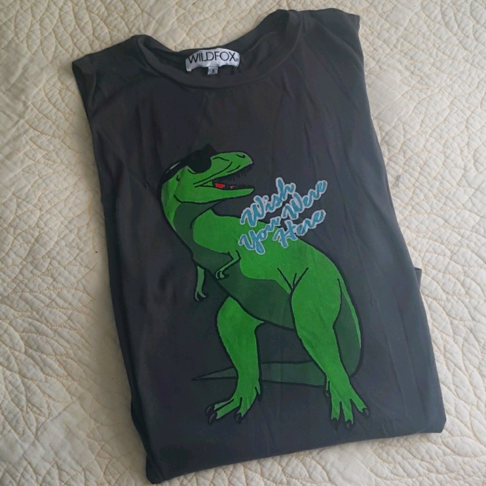Wildfox Wish You Were Here Dinosaur Muscle Tank